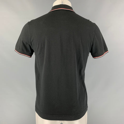 THEORY Size M Black Solid Cotton Polo