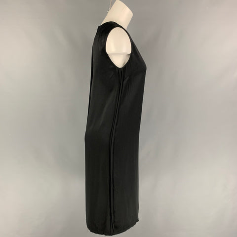 HELMUT LANG Talla XS Vestido recto de seda negro a media pantorrilla