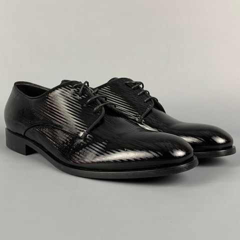 GIORGIO ARMANI Taille 10 Chaussures à lacets en cuir à chevrons noirs