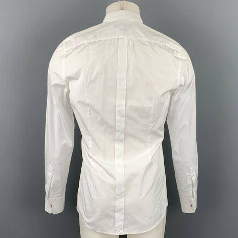 DOLCE & GABBANA Gold Size M White & Black Applique Cotton Tuxedo Long Sleeve Shirt
