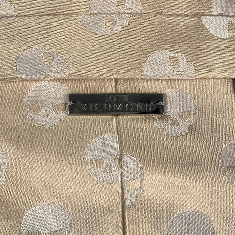 JOHN RICHMOND Beige Skull Silk Tie