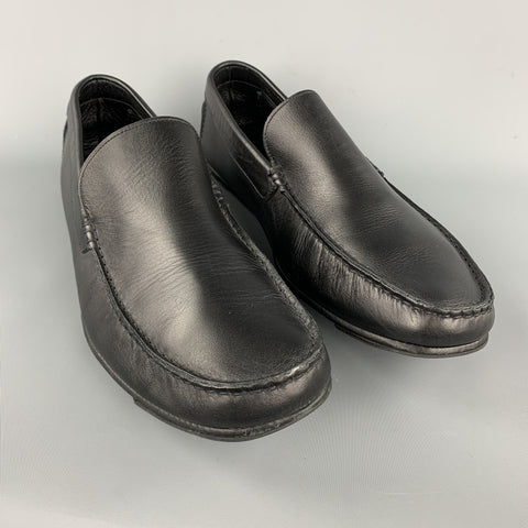 ERMENEGILDO ZEGNA Size 11.5 Black Solid Leather Drivers Loafers