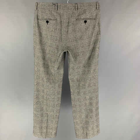 DOLCE & GABBANA Size 30 Gray Plaid Wool Polyester Pleated Dress Pants