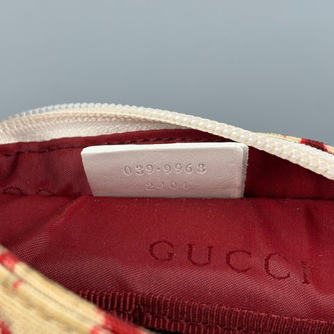 GUCCI by TOM FORD SS 2000 Red Beige Abstract Floral Canvas Toiletry Pouch Bag