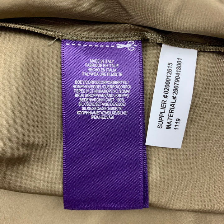 RALPH LAUREN Purple Label Size 12 Olive Silk Belted A-Line Dress