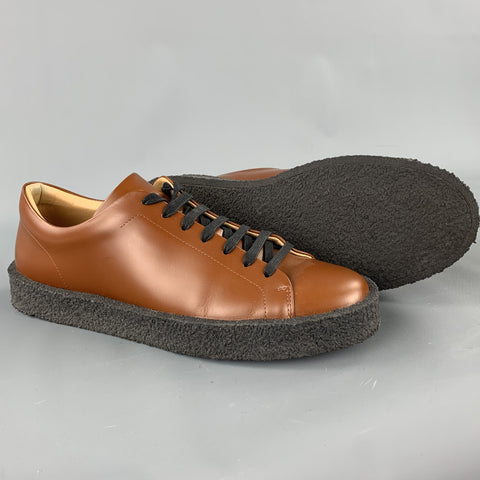 JIL SANDER Size 10 Whiskey Brown Leather Rubber Sole Lace Up Shoes