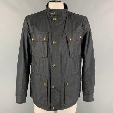 BELSTAFF Size 44 Navy Coated Cotton Utility Jacket