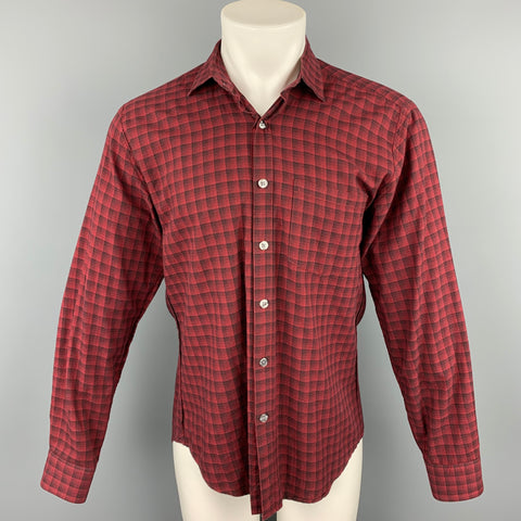 STEVEN ALAN Size M Red & Black Checkered Cotton Button Up Long Sleeve Shirt