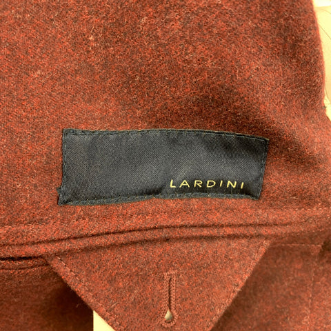 LARDINI Size 36 Burgundy Melange Wool Single Breasted Sport Coat