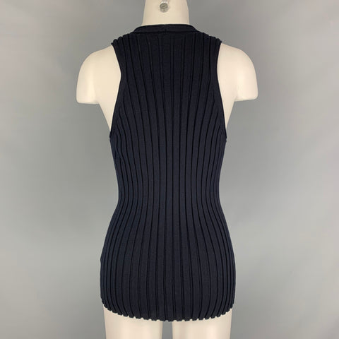 HELMUT LANG Camiseta de lana acanalada negra talla L - Mujer