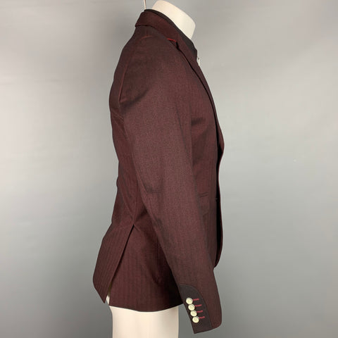 DEITX &amp; CO. Talla 38 Abrigo deportivo con solapa de muesca y capa interior de poliéster / viscosa en espiga burdeos y negro