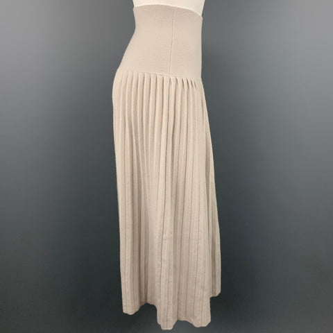 TSE Size L Nude Knitted Pleated Cashmere Long Skirt