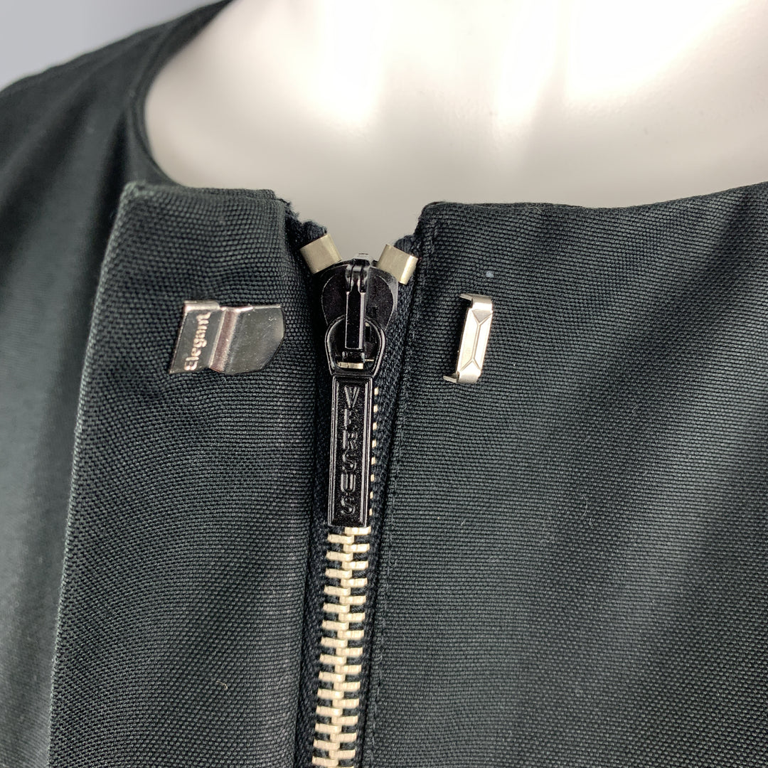 VERSUS by GIANNI VERSACE Size 10 Black & Green Cotton Color Block Coat