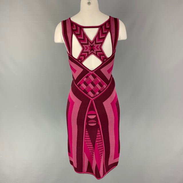 ZAC POSEN Size M Eggplant & Pink Rayon & Lycra Graphic Sleeveless Dress