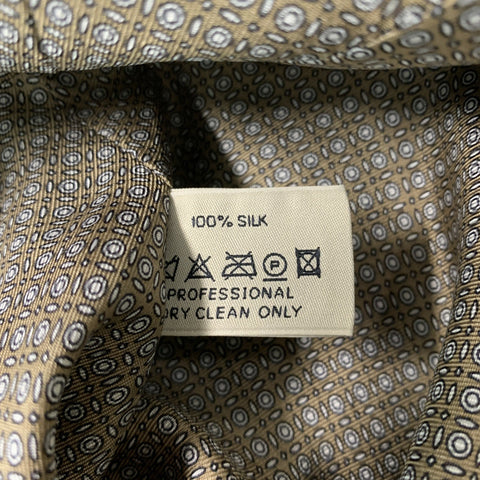 PAUW Size 2 Taupe and White Silk Dots Blouse