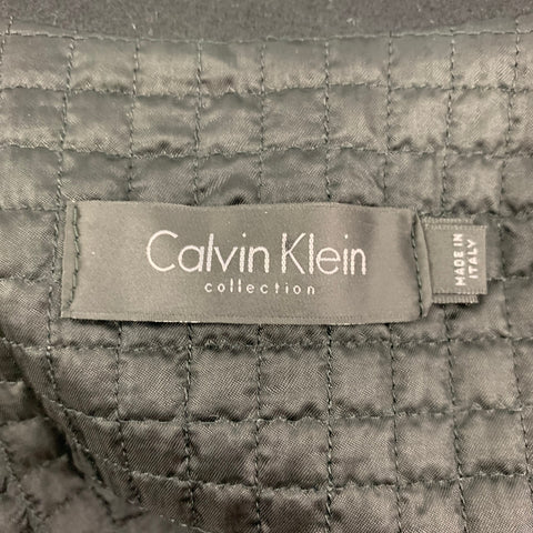 CALVIN KLEIN COLLECTION Size M Black Leather Canvas Bomber Jacket