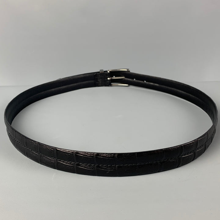 ROBERT TALBOTT Size 38 Black Embossed Leather Belt