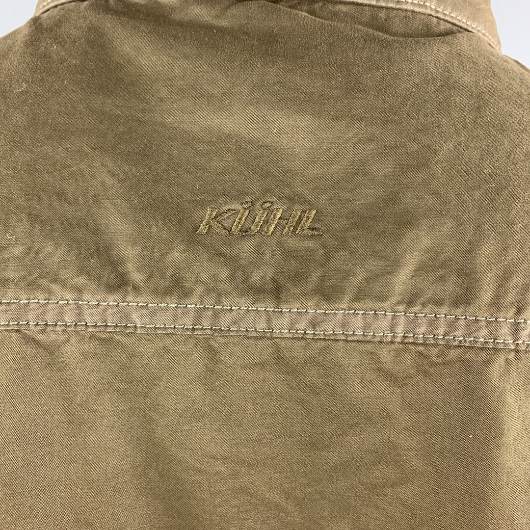 KUHL Size L Brown Solid Cotton Blend Zip & Buttons Jacket