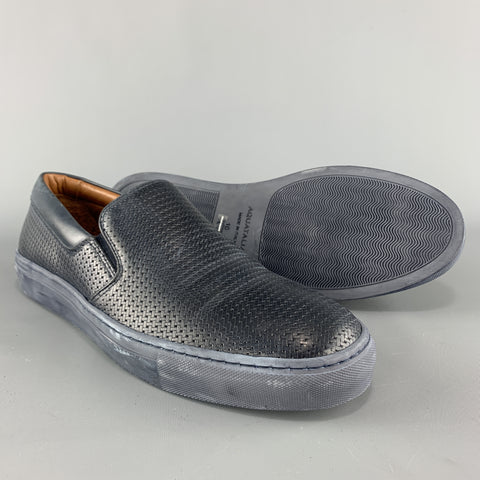 AQUATALIA Zapatillas sin cordones de cuero tejido azul marino talla 10