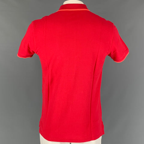 MARC by MARC JACOBS Size L Red Orange Solid Cotton Buttoned Polo