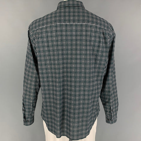 Z ZEGNA Size XXL Black Green Abstract Cotton Long Sleeve Shirt