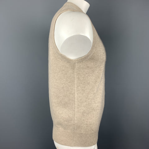 BALLANTYNE Talla XL Chaleco suéter con cuello en V de cachemira beige NWT