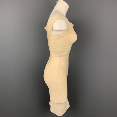 HERVE LEGER Size XS Cream Rayon Blend Bandage Marina Cocktail Dress