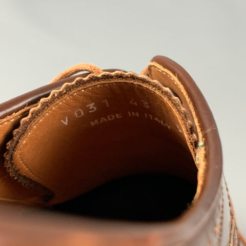 PAUL SMITH Size 10 Brown Red Orange Perforated Leather Wingtip Lace Up Shoes