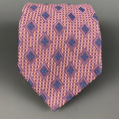 ERMENEGILDO ZEGNA Purple Blue Rhombus Silk / Cotton Tie