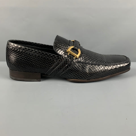 DOLCE & GABBANA Size 7 Black Textured Leather Slip On Loafers