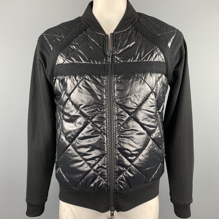 DRIES VAN NOTEN Size L Black Quilted Cotton Blend Zip Up Jacket