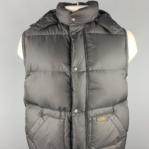 RALPH LAUREN Chaleco con cremallera y broches de poliéster acolchado negro talla L