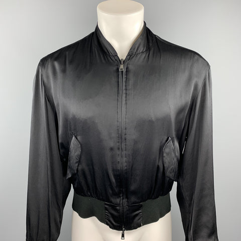 GUCCI by TOM FORD 2001 S Black Dragon Silk Reversible Bomber Jacket