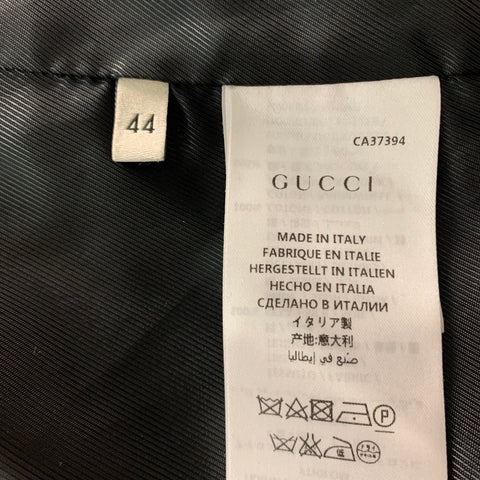 GUCCI Size XS Black Green Forest Jungle Graphic Silk Bomber Jacket