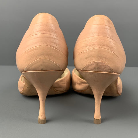 PRADA Size 6 Nude Leather D'Orsay Pumps