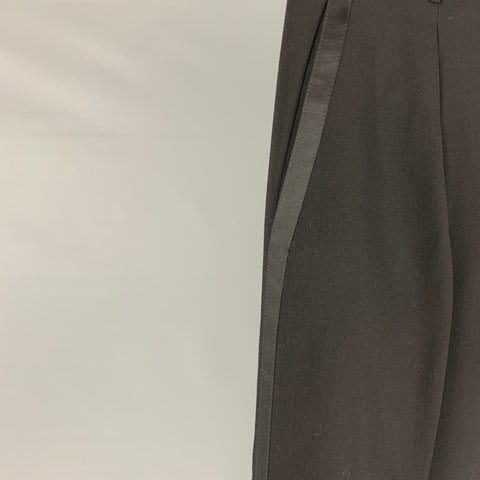 EMPORIO ARMANI Size 32 Black Wool Tuxedo Dress Pants