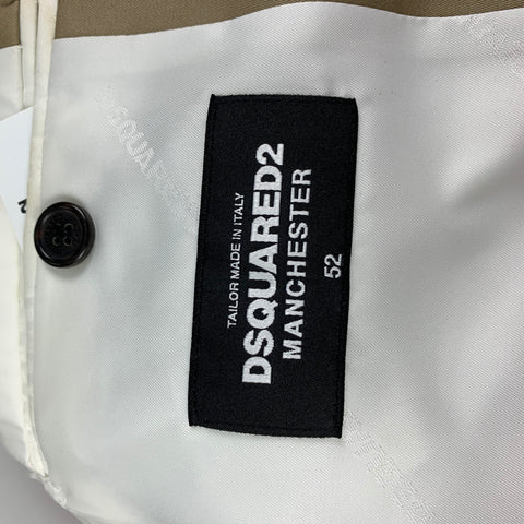 DSQUARED2 MANCHESTER Size 42 Khaki Cotton Notch Lapel Suit