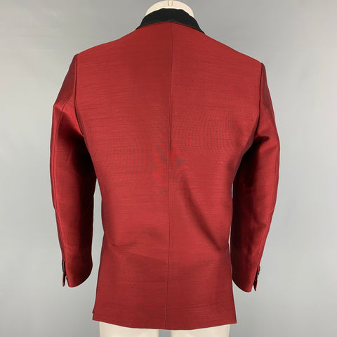 DSQUARED2 Size 40 Burgundy Black Two Toned Wool Silk Sport Coat