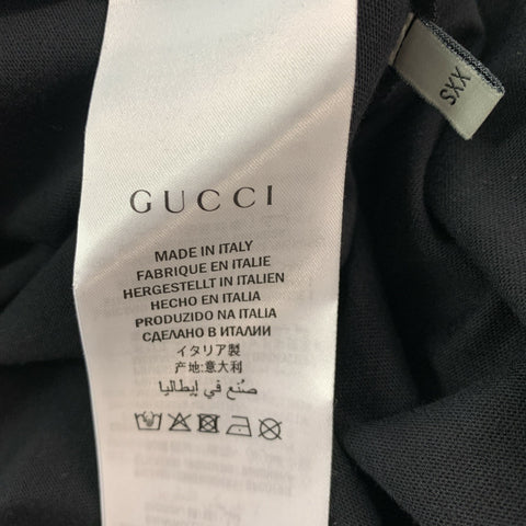 GUCCI Size XXS Black Gold Embroidery Cotton Sleeveless T-shirt