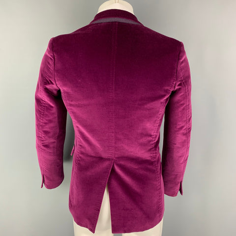 DSQUARED2 Size 36 Magenta Velvet Cotton Velvet Peak Lapel Sport Coat
