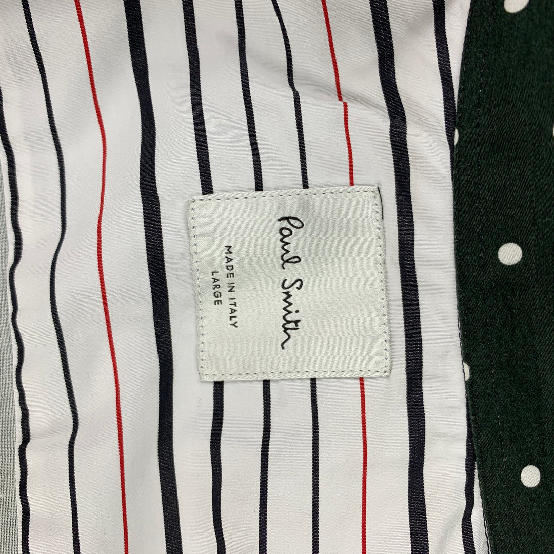 PAUL SMITH Talla L Camisa de manga larga con botones de algodón con estampado de puntos en blanco y negro