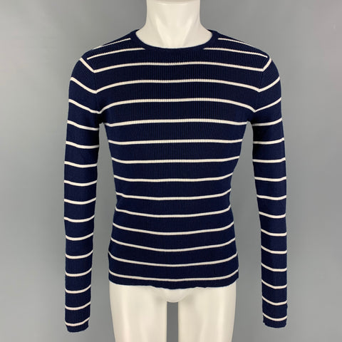 RALPH LAUREN Size S Navy White Stripe Crew-Neck Pullover