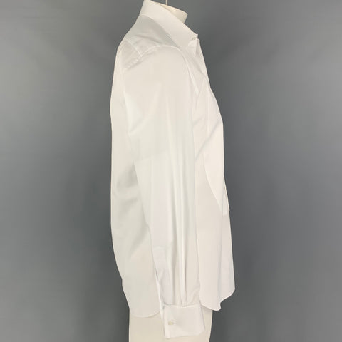 ERMENEGILDO ZEGNA Size L White Cotton Tuxedo Long Sleeve Shirt