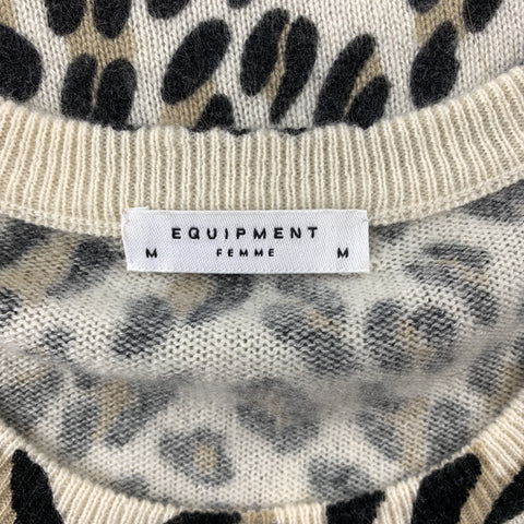 EQUIPMENT Size M Black / Beige Leopard Print Cashmere Pullover