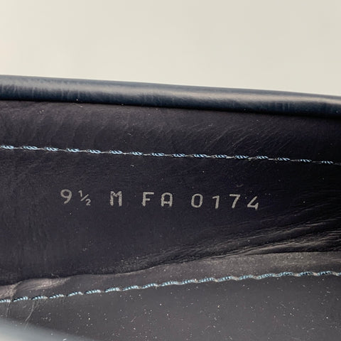 LOUIS VUITTON Size 10.5 Navy Leather Drivers Loafers