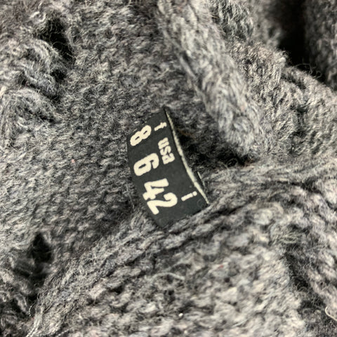 LOVE MOSCHINO Taille 8 Gilet ouvert en laine tricotée gris foncé sur le devant