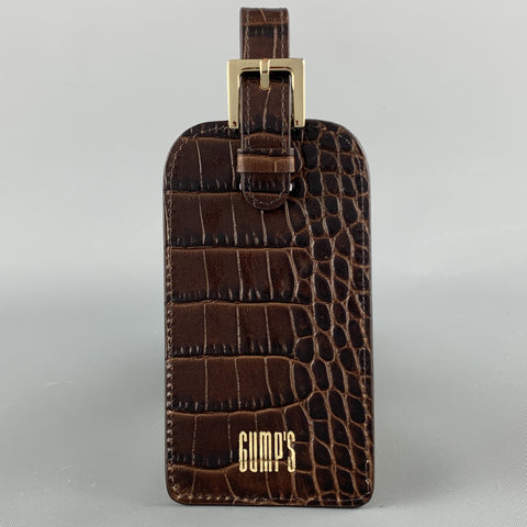Étiquettes de bagage en cuir marron alligator gaufré GUMP'S