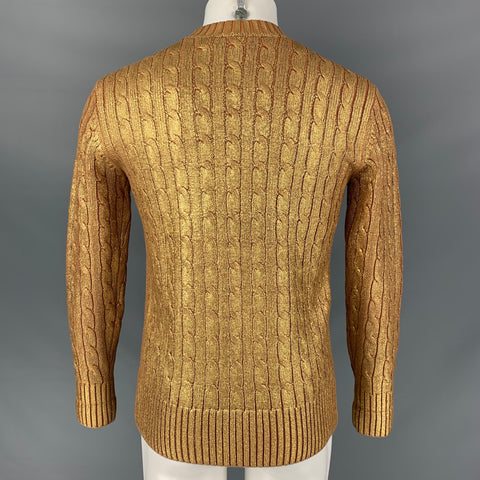 SIES MARJAN Size XS Gold Cable Knit Merino Wool Crew-Neck Sweater