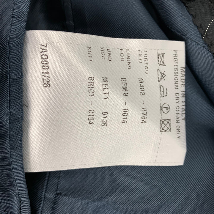 LANVIN Size 36 Teal Black Tweed Cotton Peak Lapel Sport Coat
