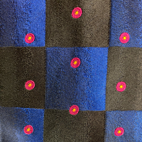 CHRISTIAN LACROIX Black Navy Checkered Silk Tie